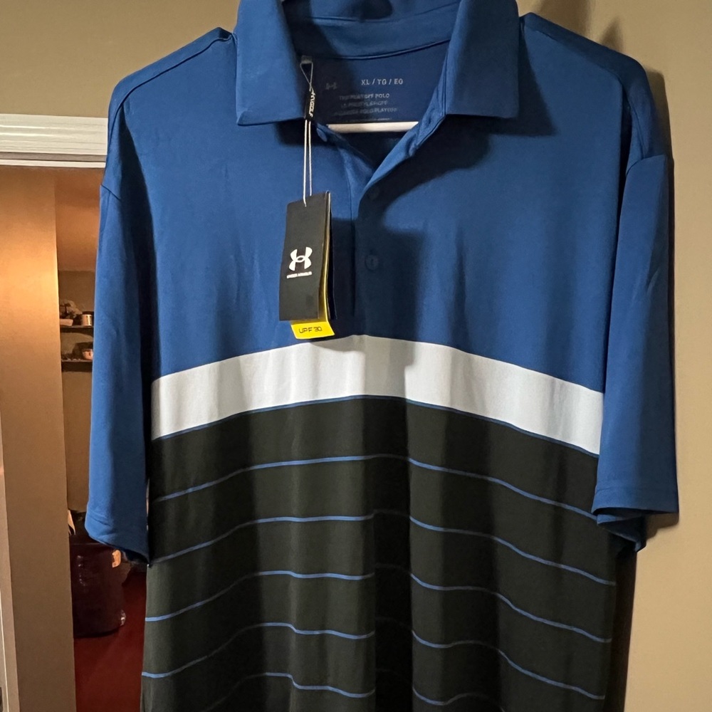 Under Armour Men's Blue and Black Polo Shirt